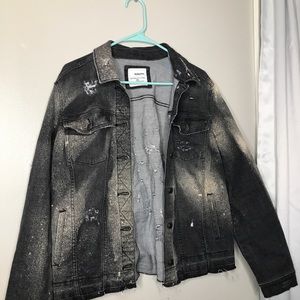 Hand bleached black denim jacket